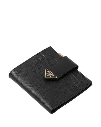 Prada Small Saffiano And Smooth Leather Wallet