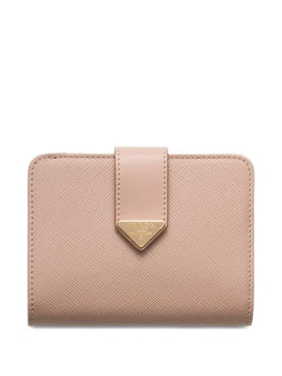 Prada Small Saffiano And Smooth Leather Wallet