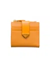 Prada Small Saffiano And Smooth Leather Wallet In Amber