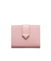 Prada Small Saffiano And Smooth Leather Wallet In Peach