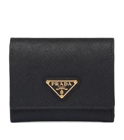 Prada Small Saffiano Leather Bifold Wallet In Black