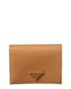 Prada Small Saffiano Leather Wallet In Brown