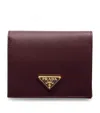 Prada Small Saffiano Leather Bifold Wallet In Burgundy