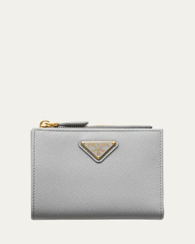 Prada Small Saffiano Leather Bifold Wallet In Blue