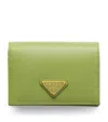 Prada Small Saffiano Leather Bifold Wallet In Green