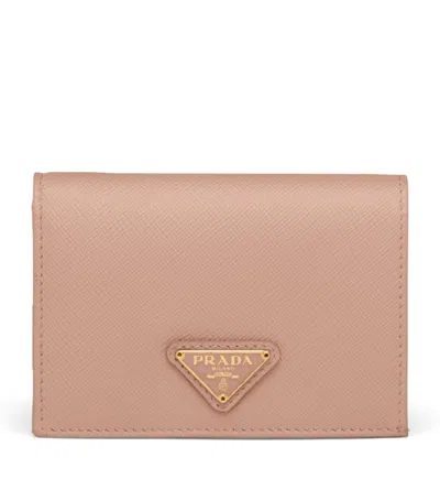 Prada Small Saffiano Leather Bifold Wallet In Pink