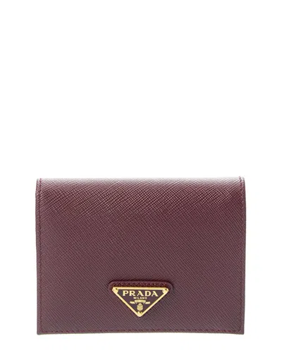 Prada Small Saffiano Leather Bifold Wallet In Red