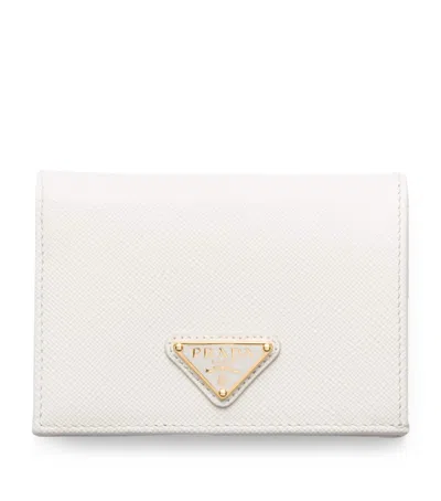 Prada Small Saffiano Leather Bifold Wallet In White