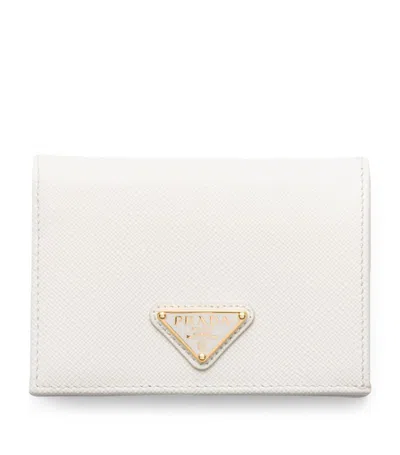 Prada Small Saffiano Leather Bifold Wallet In White