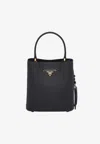 Prada Small Saffiano Leather Bucket Bag In Black