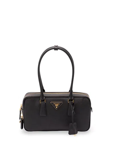 Prada Small Saffiano Leather Handbag In Black