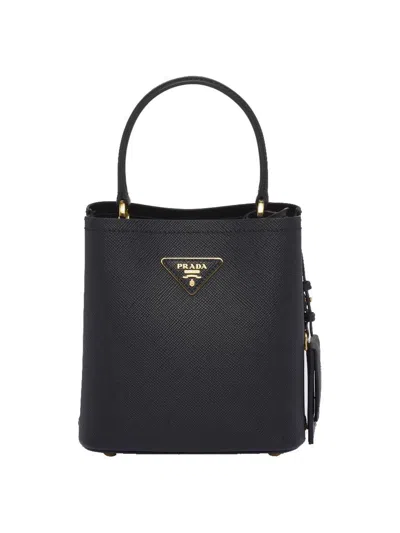 Prada Womens Black Panier Small Saffiano-leather Top-handle Bag