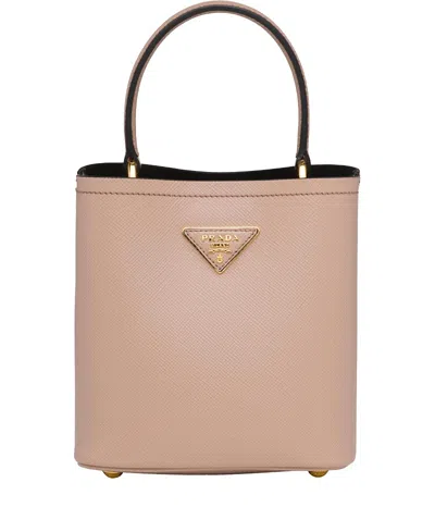 Prada Small Saffiano Leather Panier Bag In White