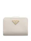 Prada Small Saffiano-leather Snap Wallet In Gray