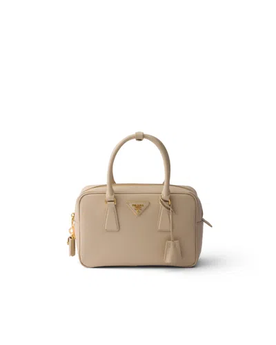 Prada Small Saffiano Leather Top-handle Bag In Neutral