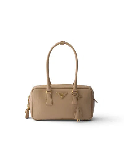 Prada Small Saffiano Leather Top-handle Bag In Nude