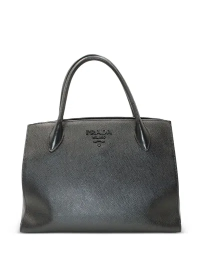 Pre-owned Prada Small Saffiano Leather Tote Bag In Black
