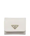 Prada Small Saffiano Leather Wallet In Gray