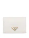 Prada Small Saffiano Leather Wallet In White