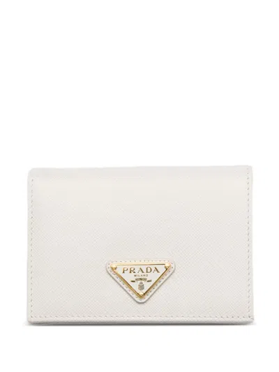 Prada Small Saffiano Leather Wallet In White