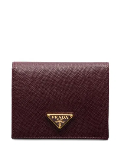 Prada Small Saffiano Leather Wallet In Red