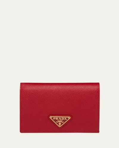 Prada Small Saffiano Leather Wallet In Red