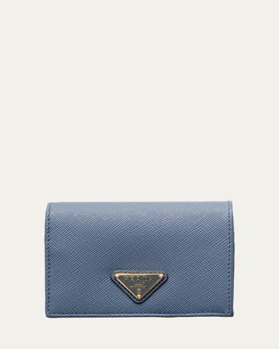 Prada Small Saffiano Leather Wallet In Aviation Blue