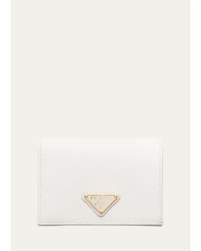 Prada Small Saffiano Leather Wallet In Bianco