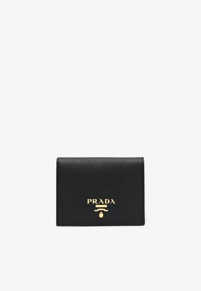 Prada Small Saffiano Leather Wallet In Black