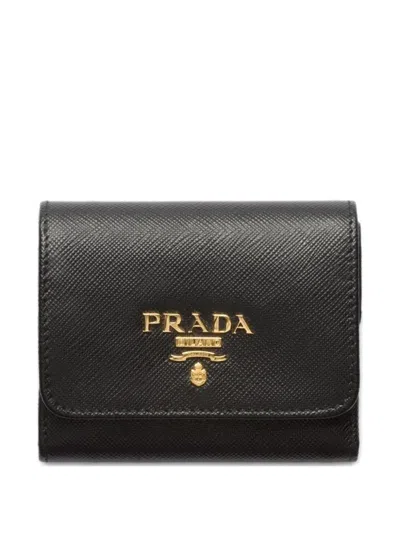 Prada Small Saffiano Leather Wallet In Black