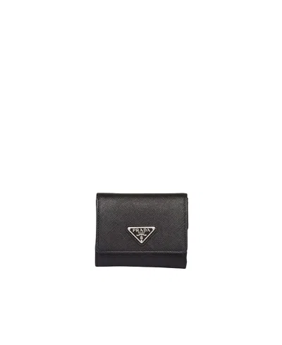 Prada Small Saffiano Leather Wallet In Black