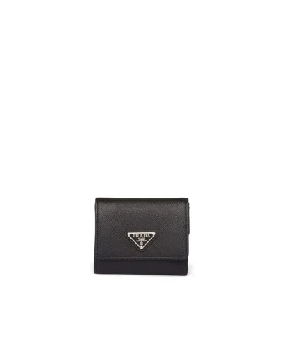 Prada Kleine Geldbörse Aus Saffiano-leder In Black