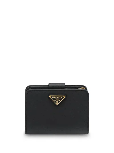 Prada Small Saffiano Leather Wallet In Black