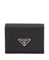 Prada Small Logo-plaque Leather Wallet In Black
