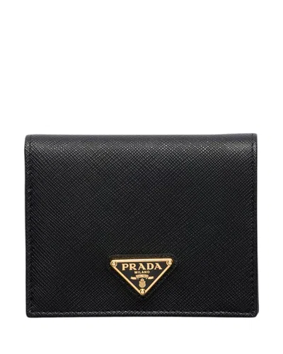 Prada Small Saffiano Leather Wallet In Black