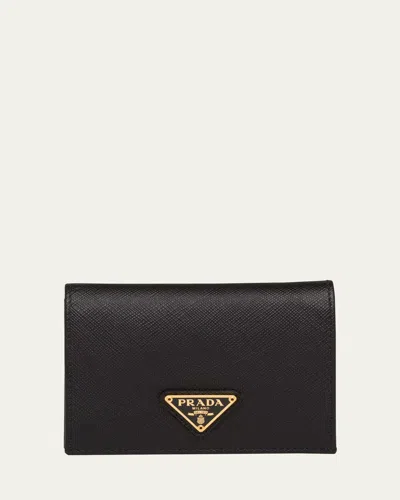 Prada Small Saffiano Leather Wallet In Black