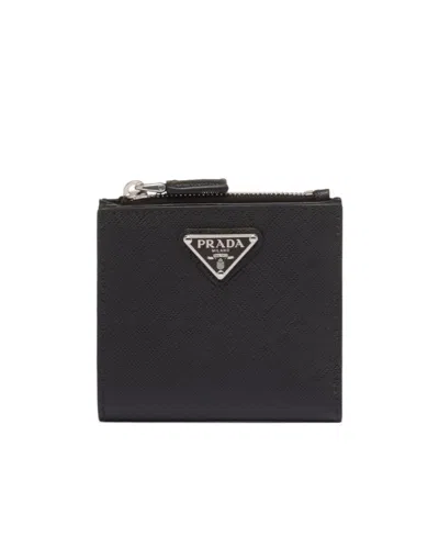 Prada Small Saffiano Leather Wallet In Black