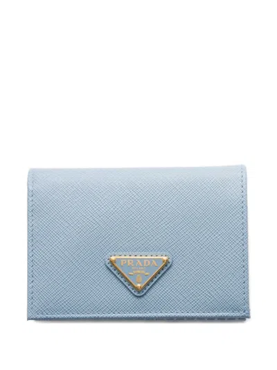 Prada Small Saffiano Leather Wallet In Blue