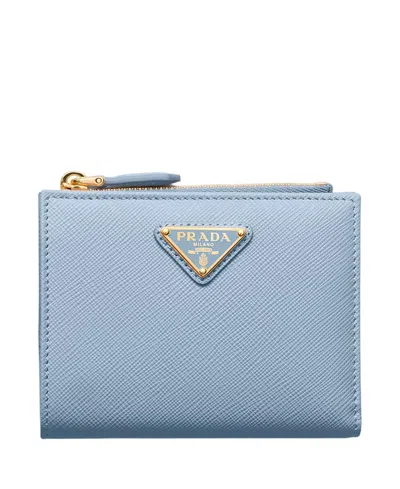 Prada Small Saffiano Leather Wallet In Blue