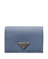 Prada Small Saffiano Leather Wallet In Blue