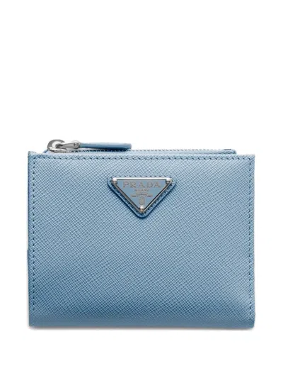 Prada Small Saffiano Leather Wallet In Blue