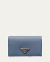 Prada Small Saffiano Leather Wallet In Blue
