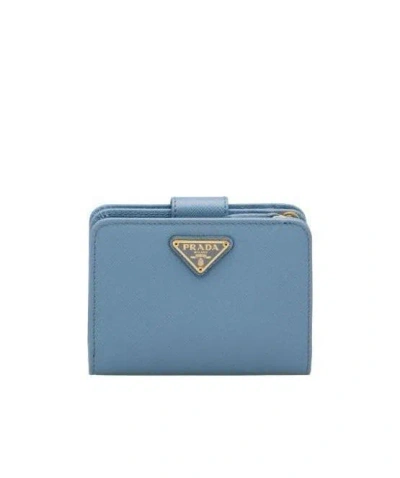 Prada Small Saffiano Leather Wallet In Blue