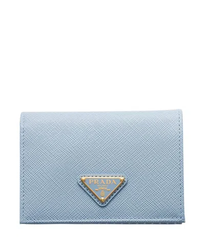 Prada Small Saffiano Leather Wallet In Blue