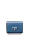 Prada Small Saffiano Leather Wallet In Blue