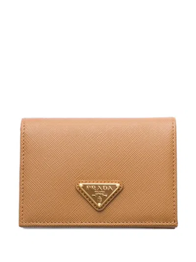 Prada Small Saffiano Leather Wallet In Brown