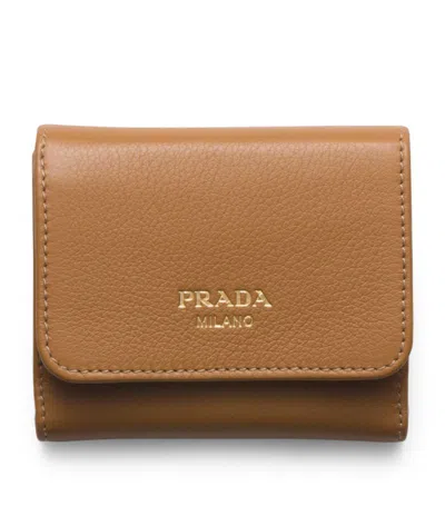 Prada Small Saffiano-leather Wallet In Gold