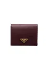 Prada Small Saffiano Leather Wallet In Burgundy