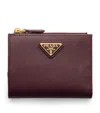 Prada Small Saffiano Leather Wallet In Burgundy