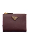 Prada Small Saffiano Leather Wallet In Brown